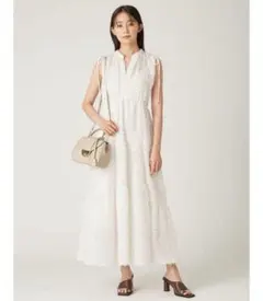 fray id フリンジジャガードティアードワンピース アイボリー 1(M)