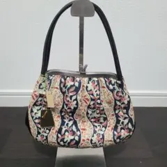 和装バック　花柄ストライプ