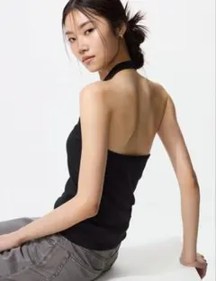 【未使用】エアリズムコットンオープンバックホルターブラトップ