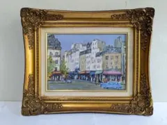 真作】絵画 油彩0号 ヨーロッパの街角 西洋風建物の風景 X165 - メルカリ