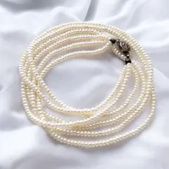 ベビーパール　ネックレス　3連　径3mm　シルバー留め具