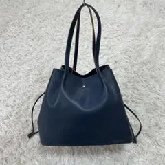 ハンドバッグ　A4サイズ　通勤　ネイビー　巾着バッグ　トートバッグ　2way