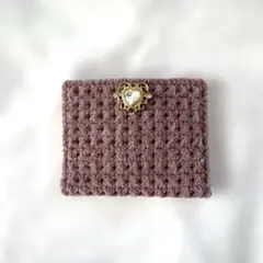 編み物 ハンドメイド カードケース ピンク