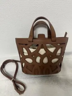 売り切り価格 美品 ZARA カットワーク ショルダーバッグ 2way