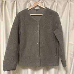 UNIQLO ボアフリースクルーネックカーディガン　オリーブ　L