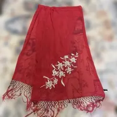 ビビアンタム　VIVIENNE TAM 花柄刺繍赤シルクストールのサムネイル