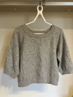 グレー 五分袖 ニットセーター