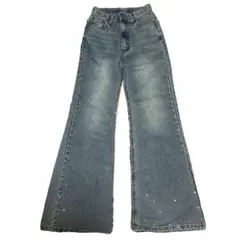 モノマート mono-mart ラインストーンフレアデニムパンツ