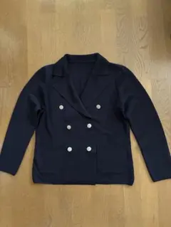 ダブルブレストニットジャケット　ネイビー Mサイズ