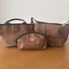 ETRO ハンドバッグ ターンロック ペイズリー ブラウン ピンク - メルカリ