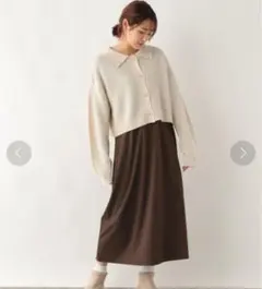 GLOBAL WORK 襟付きカーディガンワンピース※ワンピースのみの販売