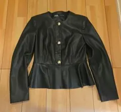 ZARA ブラック ノーカラージャケット Sのサムネイル