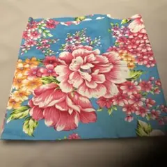 台湾　花布 ブルー 客家花布　生地　約77㎝ × 50㎝