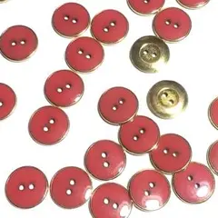 2つ穴 薄型丸ボタン 赤系