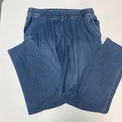 デニムストレートパンツウエストゴム(ジーンズ柄)【在庫処分・値下げ不可】サイズL