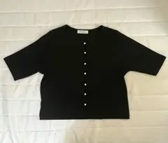 リブ素材 ブラック カーディガン M