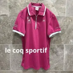 ルコックスポルティフ ゴルフウェア 半袖 ポロシャツ ハーフジップ ピンク L