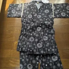 花火模様 黒 甚平 120cm