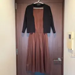 ストロベリーフィールズ☆ブラウン 半袖 シャツワンピースとカーディガン