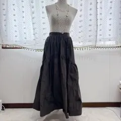 ungrid ギャザーデザインスカート ダークグレー