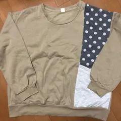 ベージュ ドット柄 スウェット