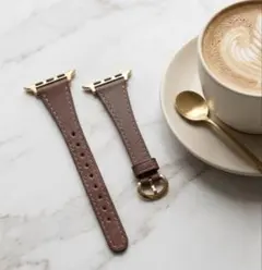 Apple Watchバンド　レザーバンド　細見え　ブラウン