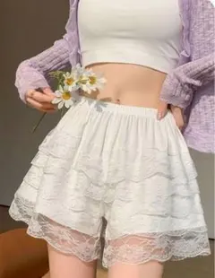 フリルパンツ ショートパンツ レース 見せパン フリーサイズ y2k