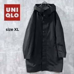 【良品】UNIQLOブロックテックコートBLACKサイズXLフード付き
