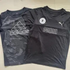 adidas & PUMA スポーツシャツ 2枚セット 黒 150