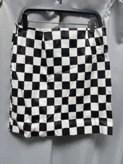 チェック柄タイトスカート ブラック/ホワイト