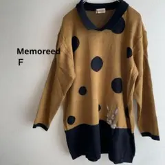 美品 Memoreed ニット 襟付き セーター ドット うさぎ 刺繍 ブラウン