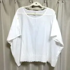 shuca　プルオーバーブラウス　トップス　白　Lサイズ