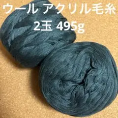 ウール アクリル 羊毛 毛糸 2玉 495g グリーン 編み物 まとめ売りS30