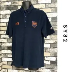 SY32 by SWEET YEARネイビー ボタンダウン半袖ポロシャツ メンズのサムネイル