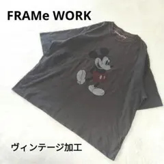 フレームワーク ミッキー BIG Tシャツ ヴィンテージ グレー オーバーサイズ