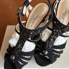 Saint Tropez Corporation ブラックウェッジサンダル