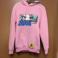 最終お値下げUSA Ｓ　ベルシュカ　オタク　SOUL フード付きパーカー　ピンク