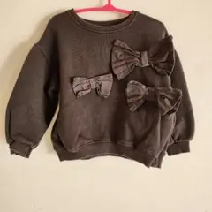 ZARA リボン付き　裏起毛トレーナー 104cm