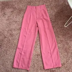 GU ピンク ワイドパンツ プリーツ入り