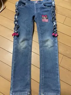 最終値下げ　EARTHMAGIC デニムパンツ 120cm フリル リボンのサムネイル
