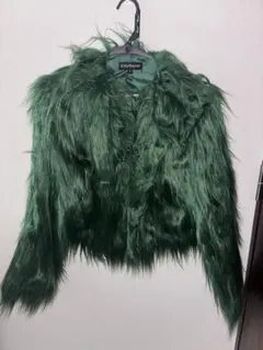 ダークグリーン ファーショートジャケット