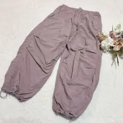 【ジーユー】GU メンズ パラシュートパンツ ウエストゴム パープル M ○