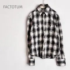 ＊ファクトタム＊ 長袖シャツ 日本製 綿100% チェック柄 ブラック×ホワイト