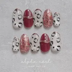 ボルドー レオパードマグネットネイルチップ