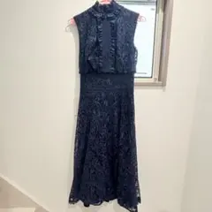 TadashiShoji タダシショージ ボタニカルネイビー ロングドレス2