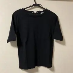 トップス　ブラック　リブニット