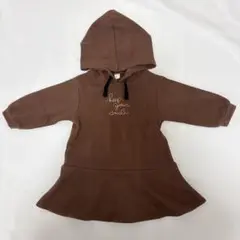アプレレクール　ブラウン フード付きワンピース 裏起毛　80