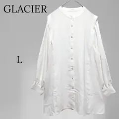 1643◇グラシア◇長袖シャツブラウス チュニック 白 L 大きいサイズ 上品のサムネイル