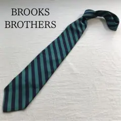 ブルックスブラザーズ ネクタイ 緑×紺 レジメンタル柄 USA製【n7592】