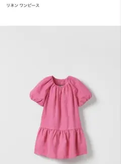 リネン ワンピース ピンク 半袖のサムネイル